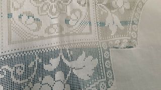 Vintage / Antique white cotton & lace double bedspread - needs some repair 3