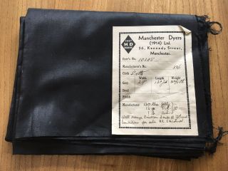 180cm Antique 1914 Manchester Dyers Pure Silk Satin Black Vtg Fabric Material