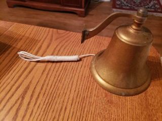 Vintage Antique Brass Bell With Wall Mount
