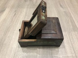 Wooden Shaving Box With Mirror Vintage Style - Barber Box