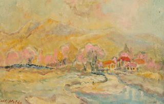 Antique German Expressionist Landscape Oil Painting Signed Emil Nolde