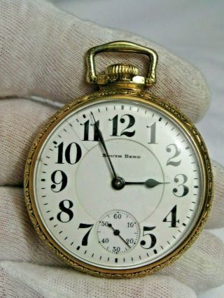 South Bend 14k Gold Fill Pocket Watch,  21 Jewel 16s.  227,  Runs/keeps Time