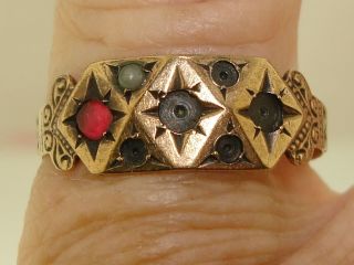 Antique Victorian Rose Gold Ruby & Seed Pearl Band Ring