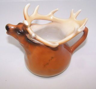 Royal Bayreuth Bavaria Germany Porcelain Elk Stag Head Creamer Pitcher,  Antique