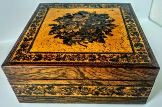 Vintage Tunbridge Ware Jewellery/sewing Box ? Inlaid Marquetry In Seve