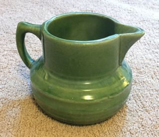 Antique Nelson Mccoy Stoneware 121 Pitcher Green Glazed Shield 1920s Or 30s
