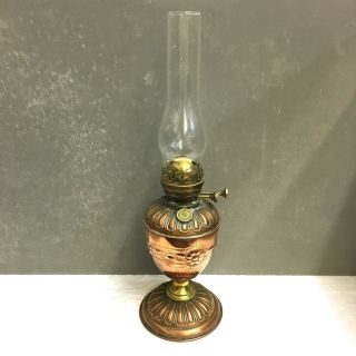 Rare Victorian Ornate Repousse BRASS & COPPER OIL LAMP Martin’s Patent 2