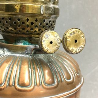 Rare Victorian Ornate Repousse BRASS & COPPER OIL LAMP Martin’s Patent 6