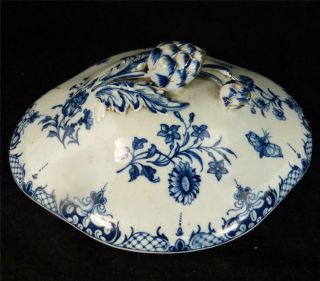 C1765 Antique 18th Century Worcester Porcelain Tureen Cover