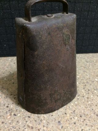 Antique Primitive Metal Farm Large Cow Bell D Rustic 5 " Tall With Ball Clanker
