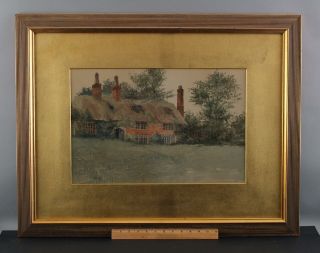 1892 Antique 19thc E.  Winchester Kingsbury Country Cottage Watercolor Painting