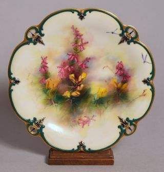 A Wonderful Antique Hadley Worcester Porcelain Cabinet Plate,  Hand Painted