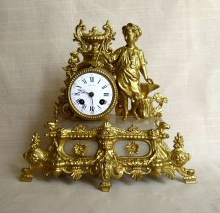 FINE ANTIQUE FRENCH MANTLE CLOCK AND STAND 19th CENTURY ALL IN 2