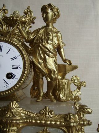 FINE ANTIQUE FRENCH MANTLE CLOCK AND STAND 19th CENTURY ALL IN 4