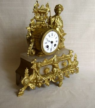 FINE ANTIQUE FRENCH MANTLE CLOCK AND STAND 19th CENTURY ALL IN 7