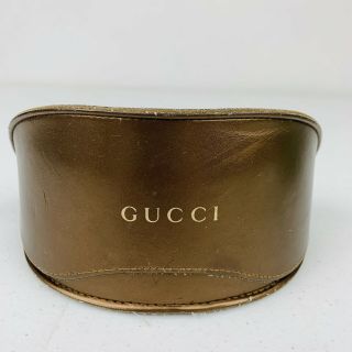 Vintage Gucci Gold/ Brown Clam Shell Style Sunglasses Or Eyeglasses Case