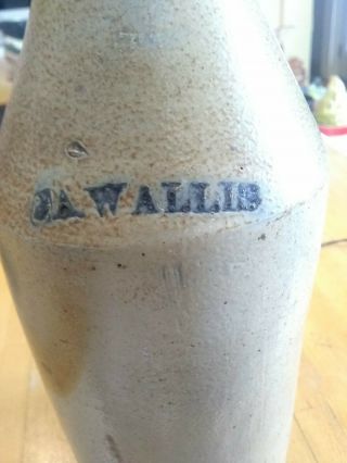 Antique 1800s J.  A.  WALLIS Stoneware Blob Top bottle Bangor ME - St.  John NB 2