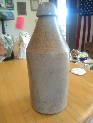 Antique 1800s J.  A.  WALLIS Stoneware Blob Top bottle Bangor ME - St.  John NB 3