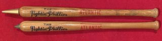 Antique 1950s Philadelphia Fightin Phillies Wood Baseball Bat Pen & Pencil Set