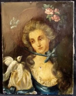 Antique FRENCH ROMANTIC Early 19th Century Portrait of Lafy & Dove - Restoration 2