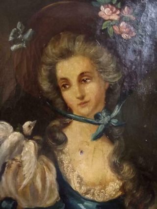 Antique FRENCH ROMANTIC Early 19th Century Portrait of Lafy & Dove - Restoration 3
