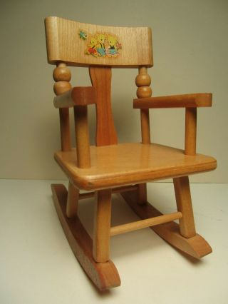 Rocking Chair - Teddy Bears Decal - Vintage Strombecker Doll Furniture