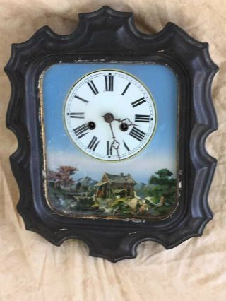 Stunning Antique French Oeil De Boeuf Wall Clock 19th Century Bakers Clock