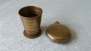Antique Brass Pocket Watch Cased Collapsible Stirrup Cup - 1909