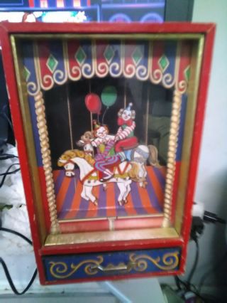 France Musical Box Wind Up Jewelry Box Clown On Horse Coursel.
