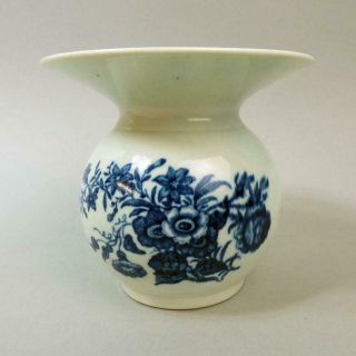 Antique Worcester Blue & White Porcelain Spittoon Flowers Pattern C.  1770