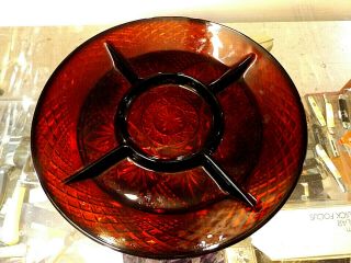 10 Inch Antique France 25 Ruby Red Depression Glass Serving Tray
