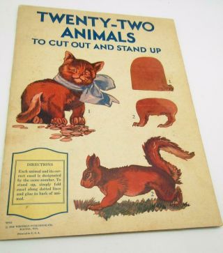 Whitman 1930 Twenty Two Animals To Cut Out And Stand Up Paper Dolls Book