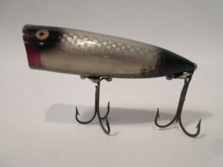 Vintage Heddon Chugger Spook Fish Flash Silver Reflector Black Scale Gold Eyes 2