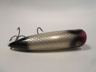 Vintage Heddon Chugger Spook Fish Flash Silver Reflector Black Scale Gold Eyes 3
