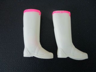 Vintage Barbie: Francie 1269 Leather Limelight White Boots With Pink Trim