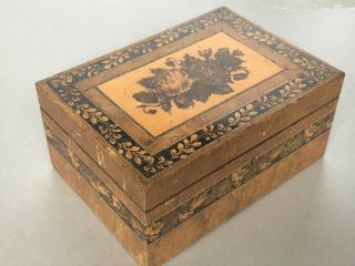Antique Tunbridge Ware Wooden Box 7 " X 5 "