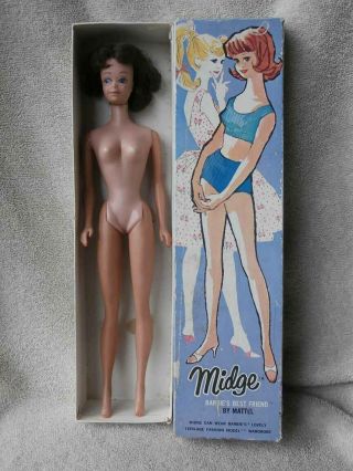 Vintage Brunette Midge Barbie Doll Tm Body & Box As Found