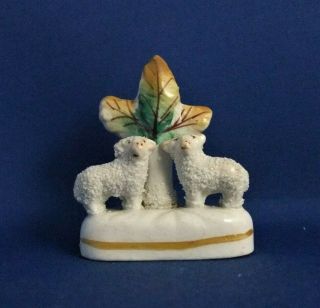 Antique 19thc Staffordshire Pottery Miniature Figure Two Lambs C1835 - Ex D.  Rice