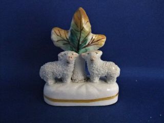 ANTIQUE 19THC STAFFORDSHIRE POTTERY MINIATURE FIGURE TWO LAMBS C1835 - EX D.  RICE 4