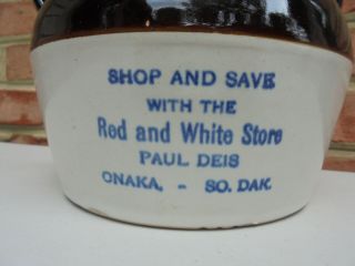 Antique Vintage Red Wing Stoneware Advertising Bean Pot Paul Deis Onaka S Dakota 2
