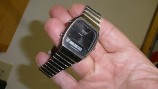Seiko Mens Vintage Lcd Analog Watch Quartz Alarm Orig Band Battery H601 - 5469