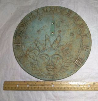 Vintage Cast Iron Sun Dial 10.  75 " Inches Round.  Weighs 5.  7 Pounds,  Heavy
