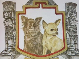 Vintage 8 X 11 Print.  Chihuahua Dog Crest & Motto By Lucien Guilbert