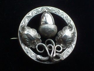 Antique Jewellery Victorian Silver Acorn Oak Leaves Naturalistic Brooch/pin