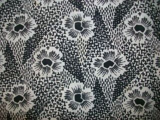 Antique Vintage 20s Black & White Cotton Quilt Fabric Bthy Flower & Geometric