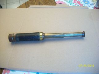 Vintage Brass/Copper/Leather Telescope,  Made In France 2