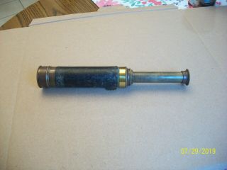 Vintage Brass/Copper/Leather Telescope,  Made In France 3