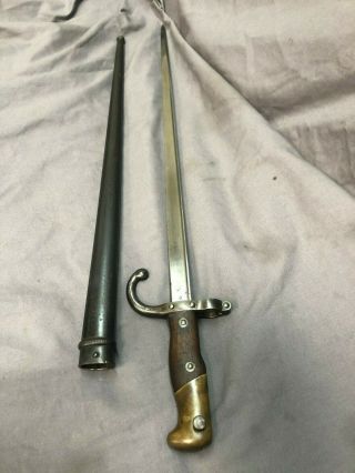 Antique French Gras Sword Bayonet And Scabbard,  1881,