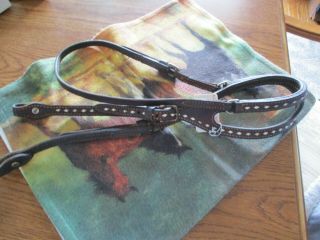 Vintage Circle Y Buck Stitched Western 1 Ear Fixed One Ear Headstall Horse Size