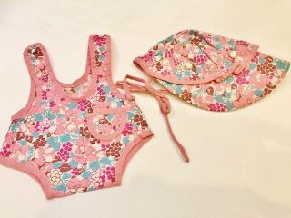 1940s Effanbee Dy Dee Baby Doll Sun Suit Bonnet Set 13 " Patsy Pink Floral